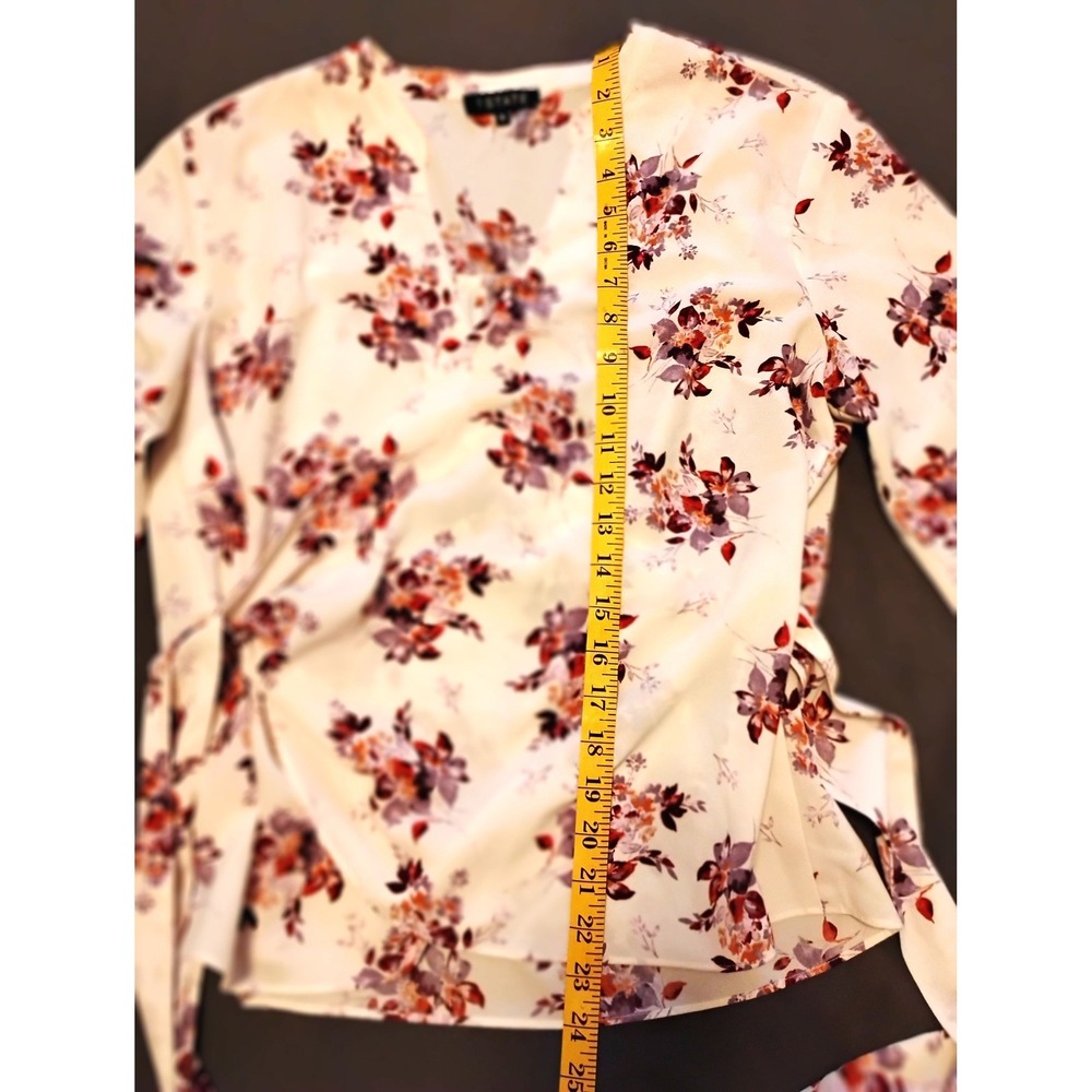 🌸1.STATE Floral Wrap Peasant Boho whimsygoth top preppy Long Sleeve V-Neck - Picture 6 of 9